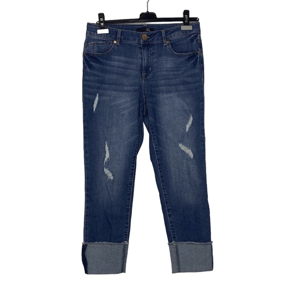 1822 DENIM Taylor Distressed Rolled Cuffed Ankle Cropped Jeans Casual Sz 10 EUC - Picture 2 of 16